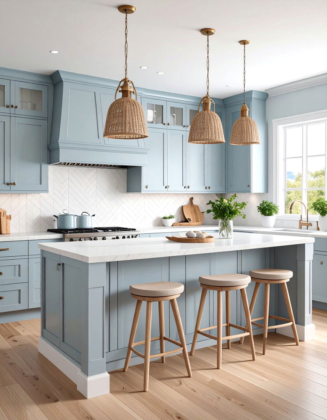 Coastal Cottage Kitchen with Soft Grey Cabinets - 25 Grey and White Kitchen Ideas