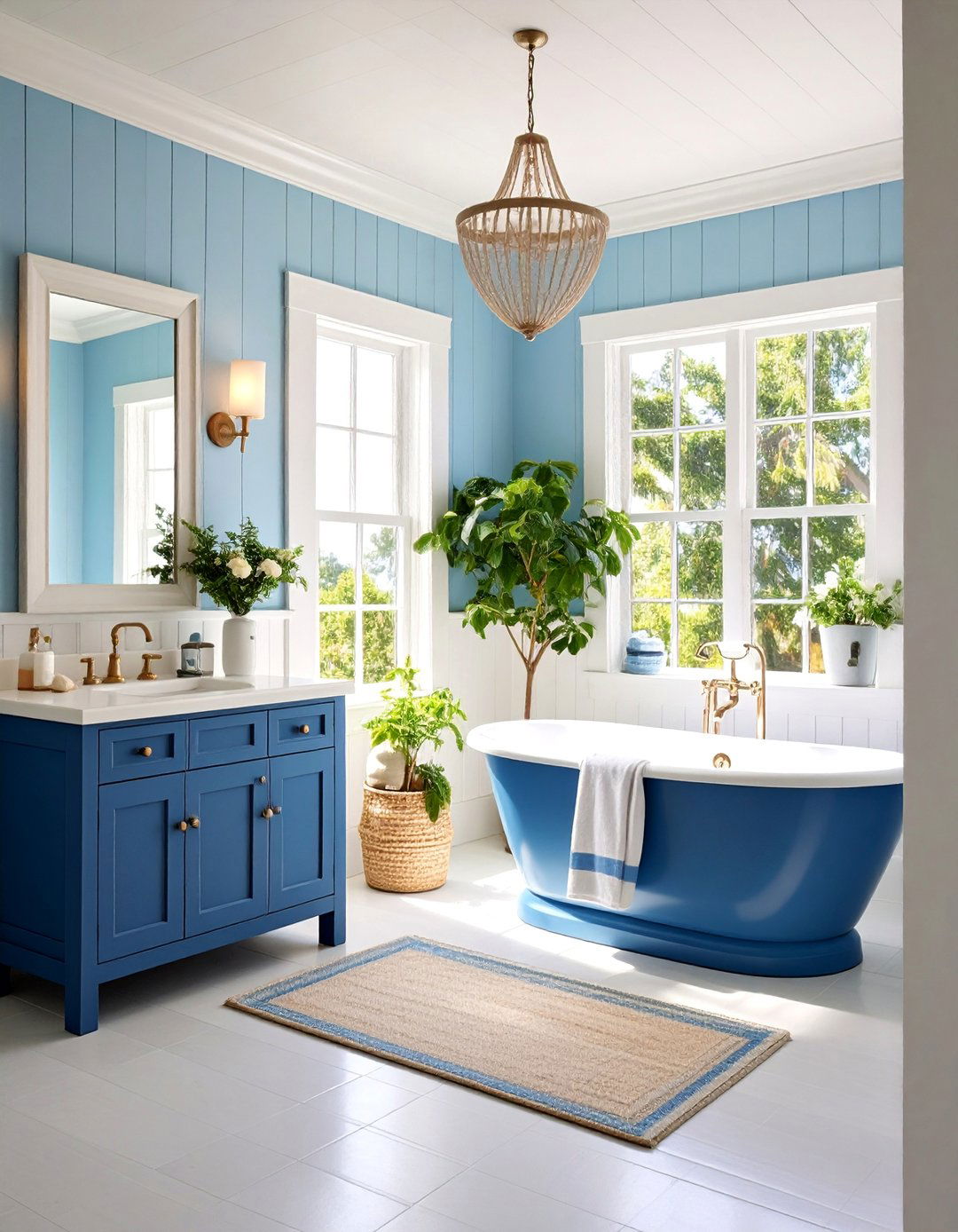 Coastal Cottage Navy Blue Bathroom - 25 Navy Blue Bathroom Ideas