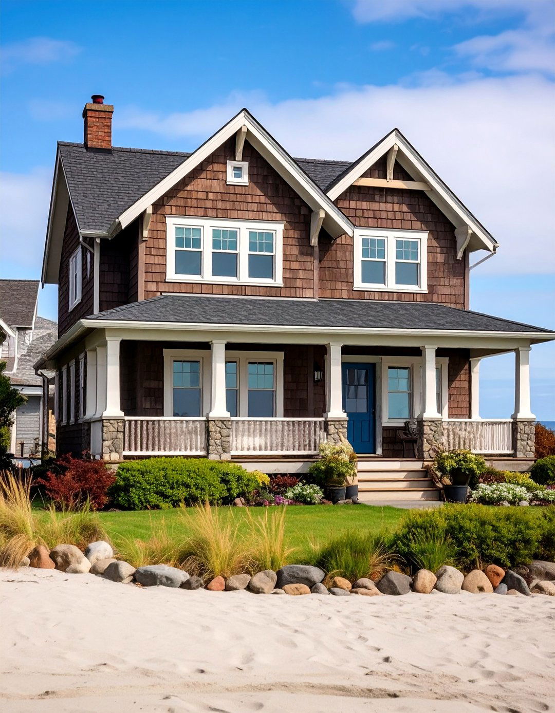 Coastal Cottage with Weathered Chocolate Brown Shingles - 25 Chocolate Brown House Exterior Design Ideas