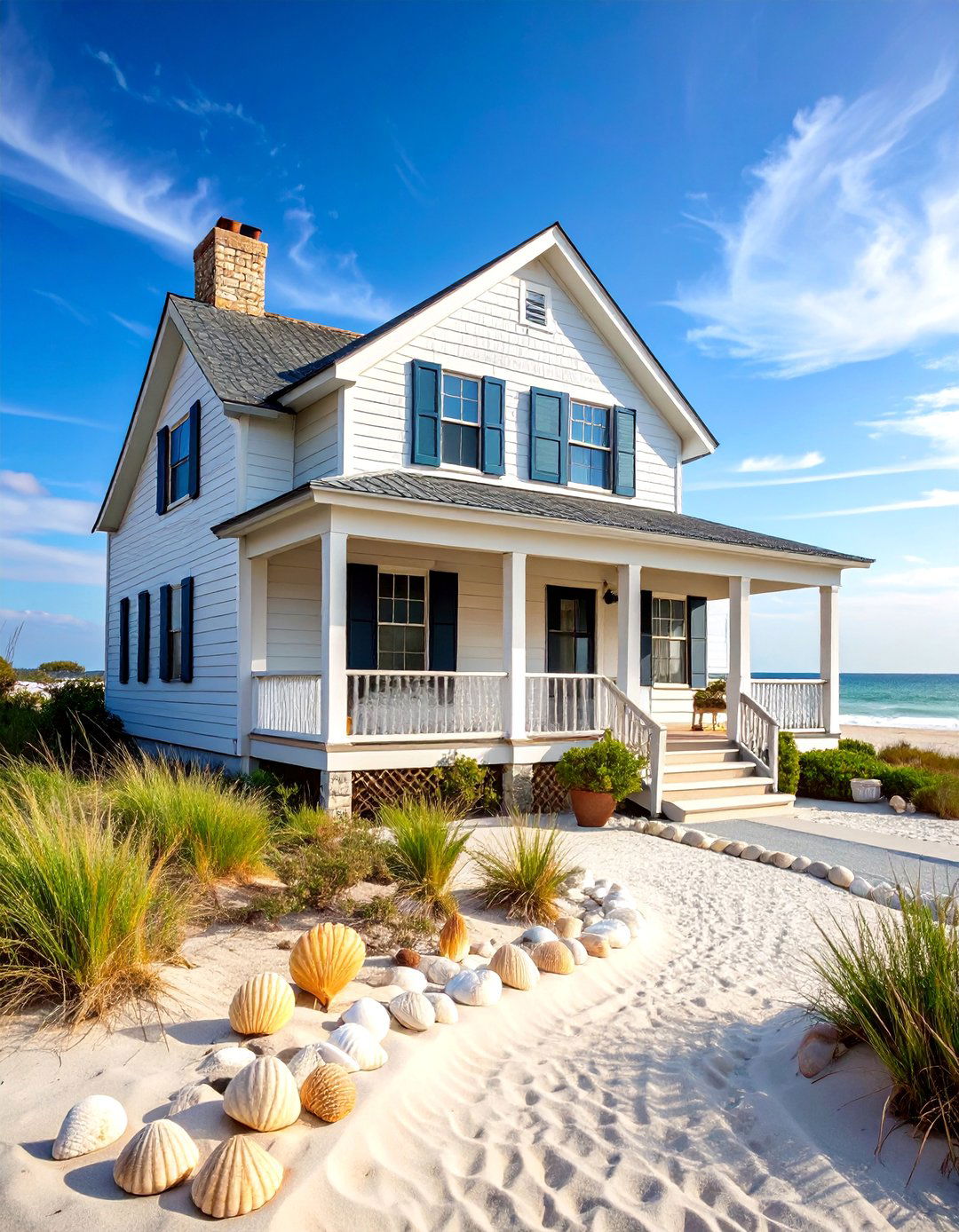 Coastal Cottage with Weathered Wood Accents - 25 White Brick House With Black Trim