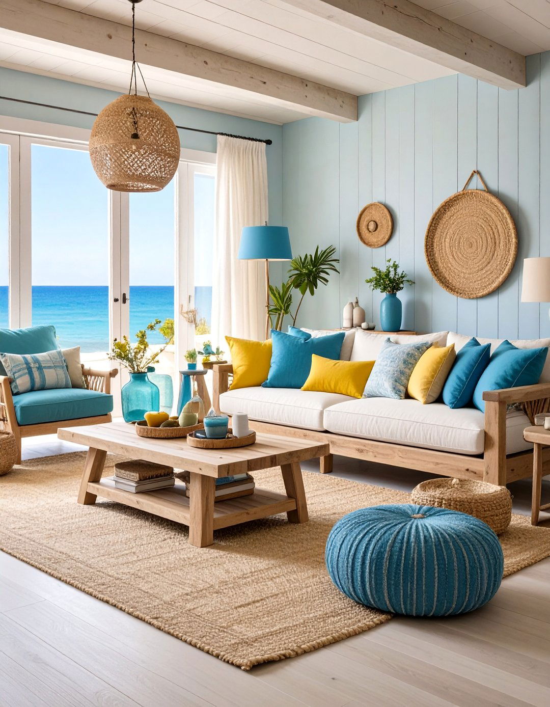 Coastal Country Living Room with Weathered Finishes - 25 Country Living Room Ideas