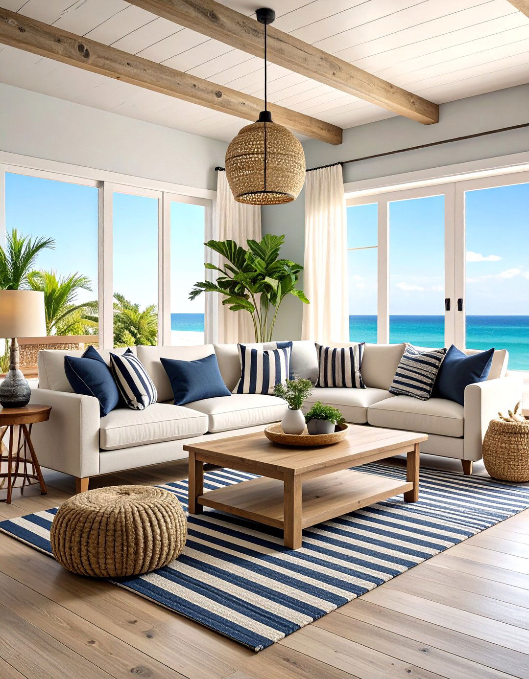 Coastal Cream and Black Living Room - 25 Cream and Black Living Room Ideas