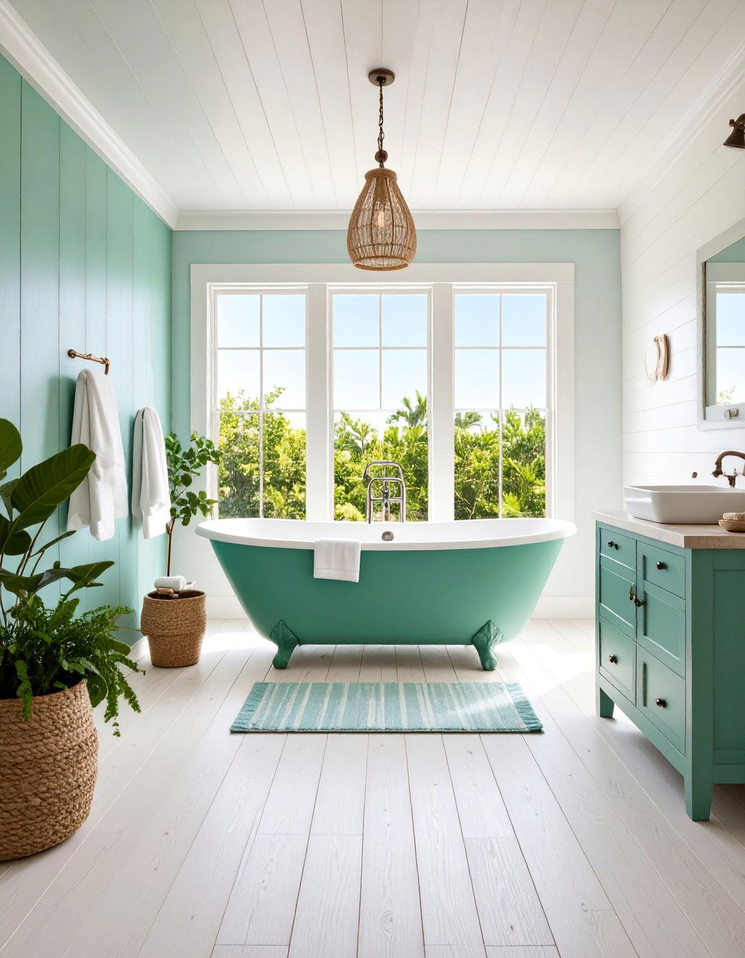 Coastal Driftwood Bathroom with Whitewashed Oak - 25 Ideas for Wood Floors in Bathrooms