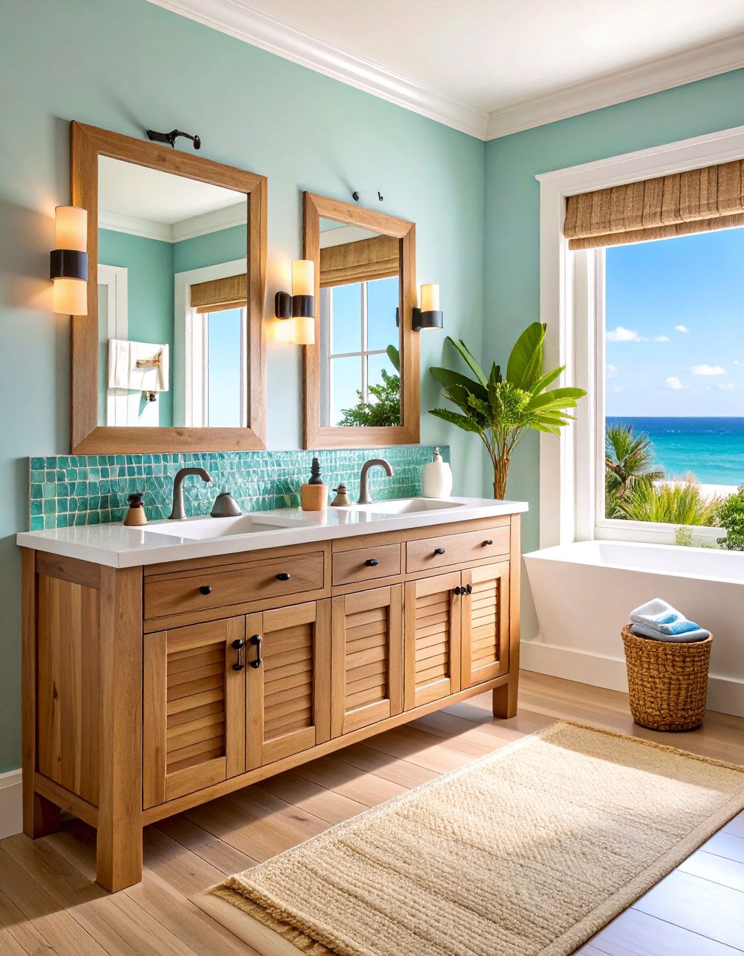 Coastal Driftwood Finish Wood Bathroom Vanity - 25 Wood Bathroom Vanity Ideas