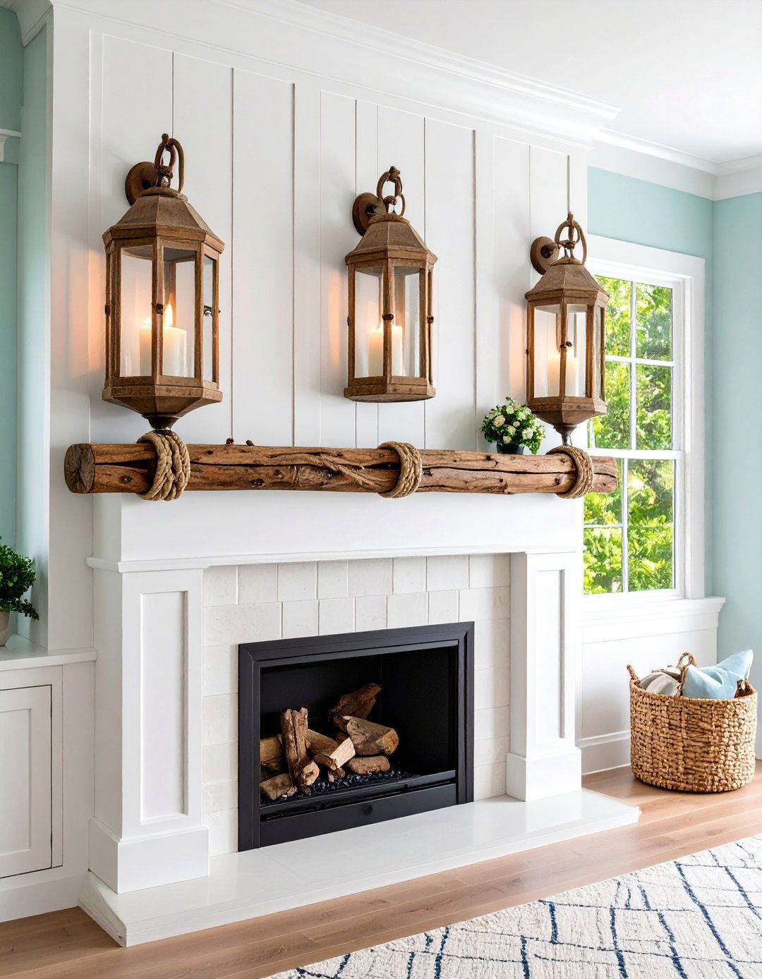 Coastal Driftwood Fireplace Sconces with Rope Details - 25 Fireplace Sconces Ideas