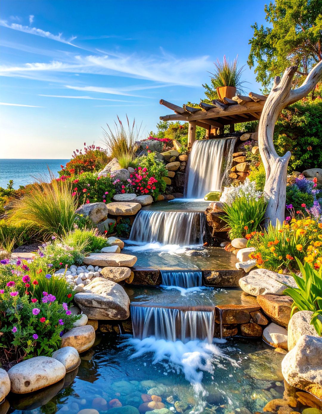 Coastal Dune Waterfall Design - 25 Pondless Waterfall Ideas