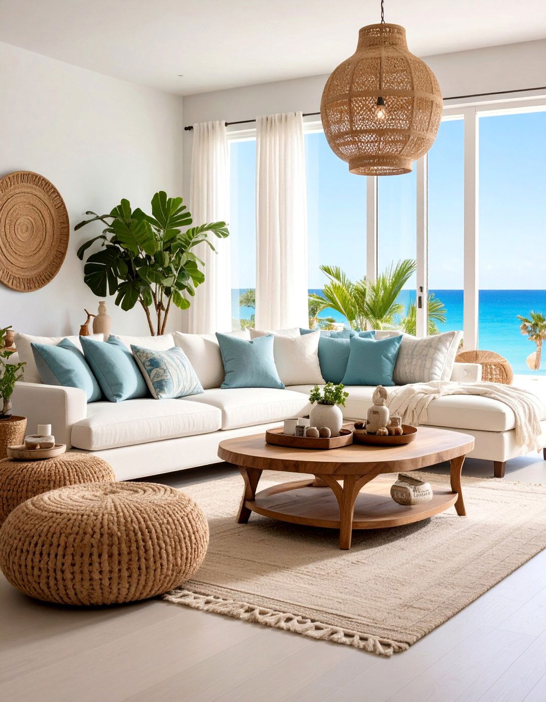 Coastal Eclectic Living Room with Global Influences - 25 Coastal Living Room Ideas
