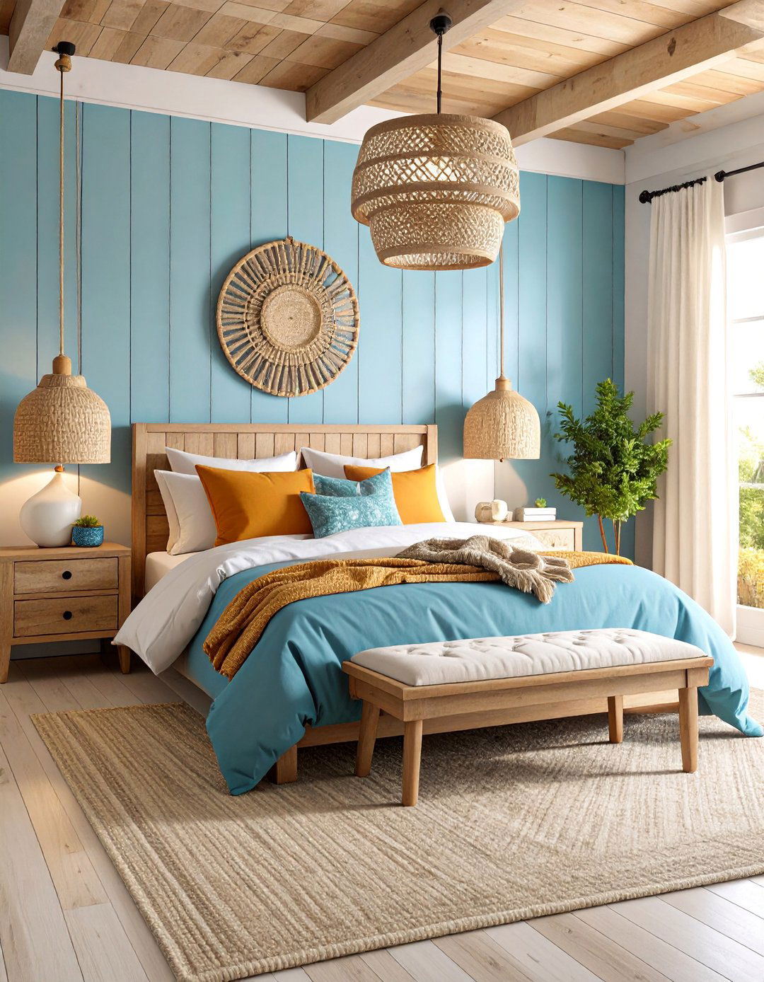 Coastal Fall Bedroom with Weathered Wood Accents - 25 Fall Bedroom Decor Ideas