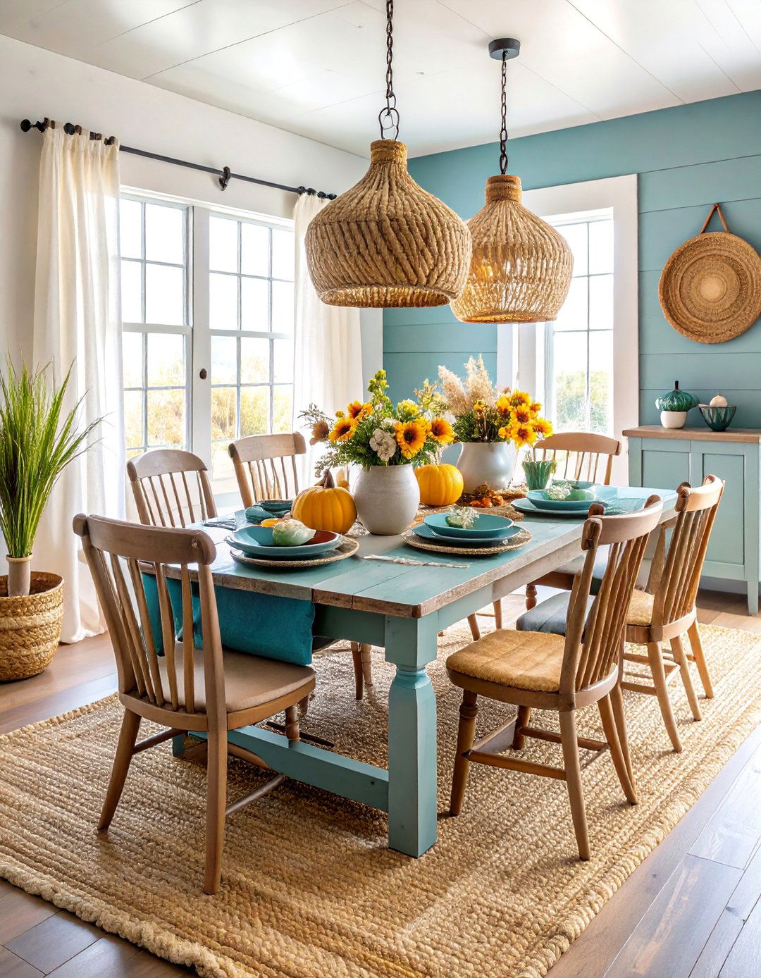 Coastal Farmhouse Dining Area - 25 Nautical Decor Ideas