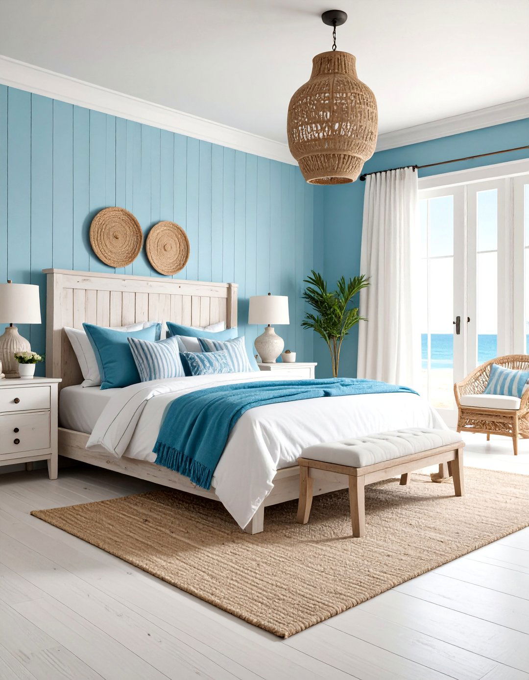 Coastal Farmhouse Guest Room with Weathered Textures - 25 guest room ideas