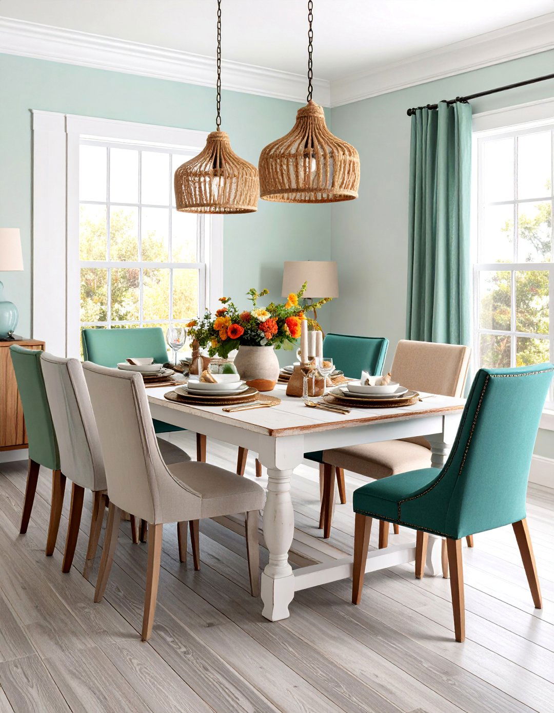 Coastal Farmhouse with Weathered Finishes - 25 Modern Farmhouse Dining Room Ideas