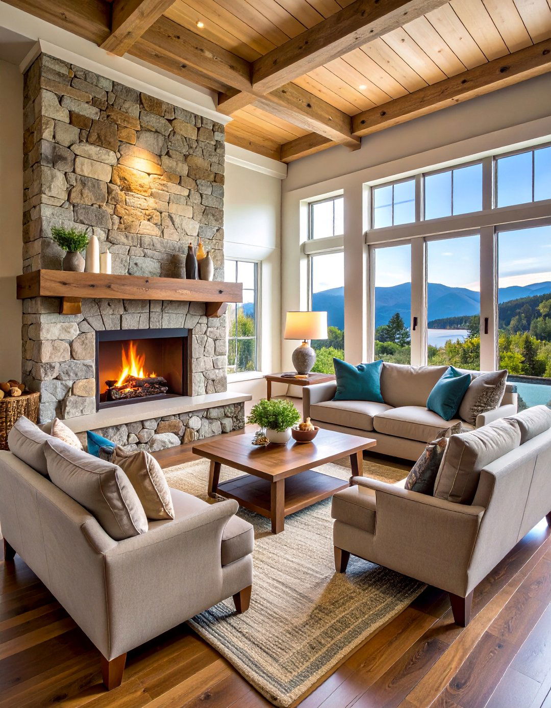 Coastal Fireplace Surround with Natural Stone - 25 Beach House Decor Ideas