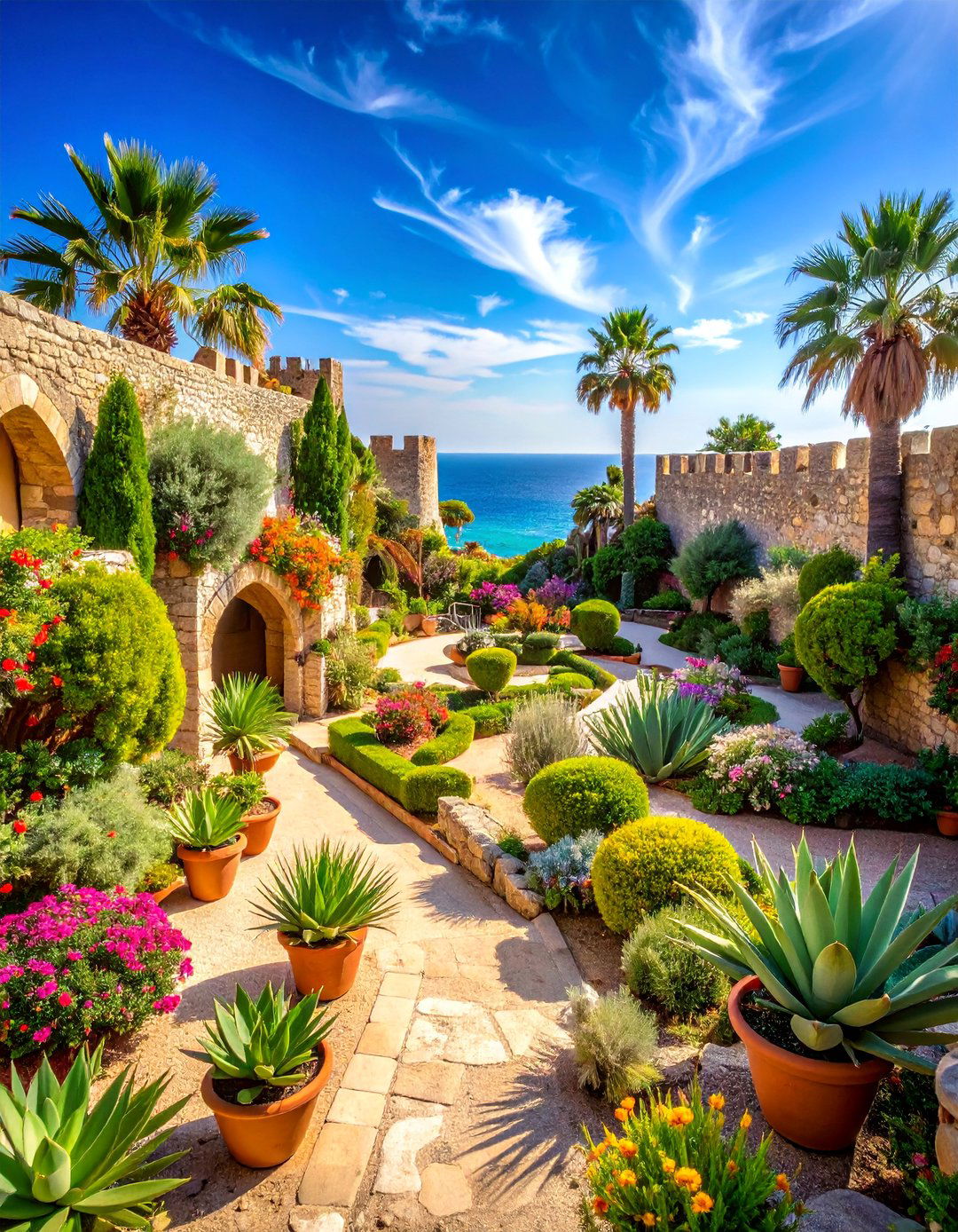 Coastal Fortress Garden with Defensive Plantings - 25 Greek Garden Ideas