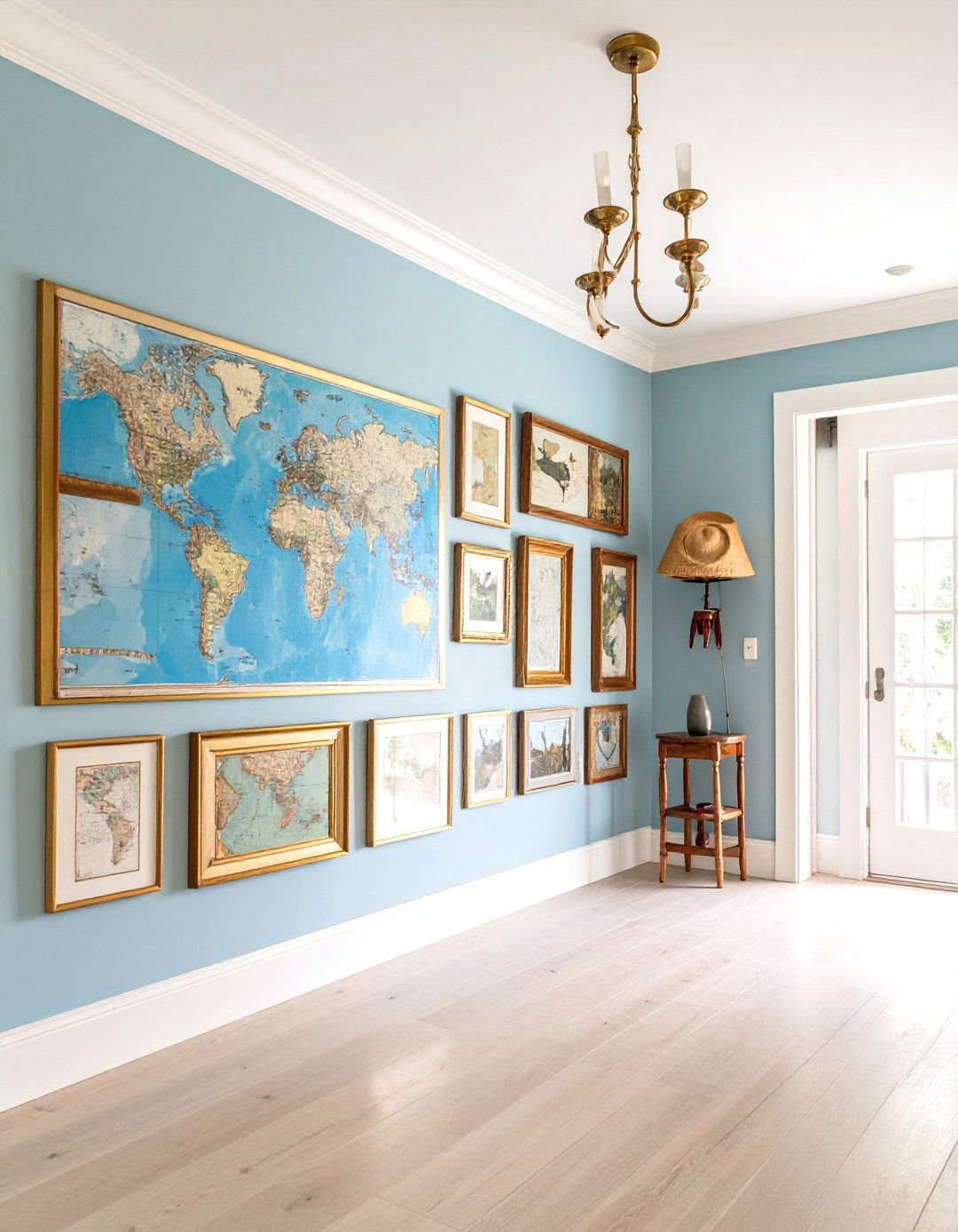 Coastal Gallery Wall with Vintage Maritime Maps - 25 Beach House Decor Ideas
