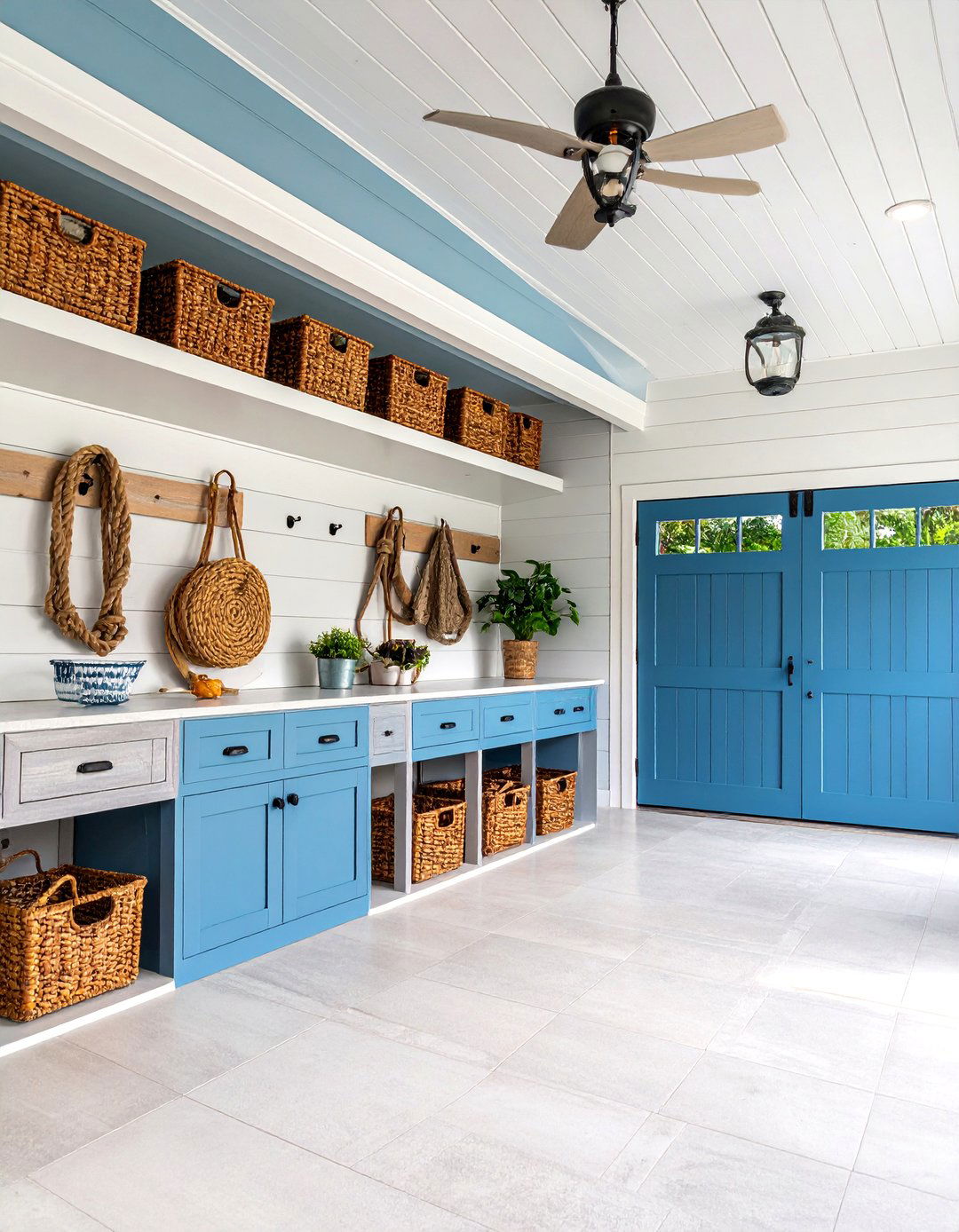 Coastal Garage Entryway with Beach House Vibes - 25 Garage Entryway Ideas