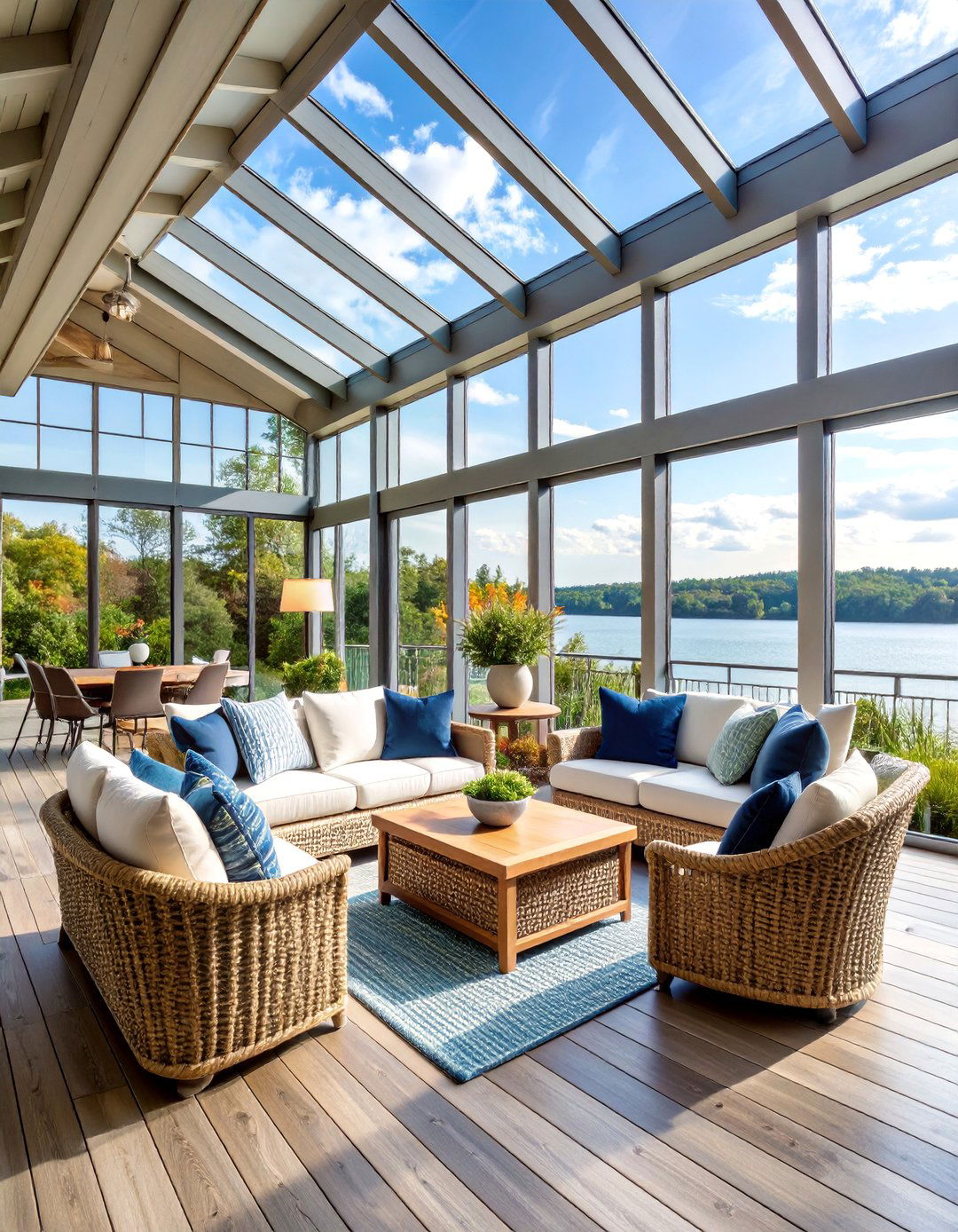 Coastal Glass Conservatory Deck with Ocean Views - 25 Sunroom and Deck Combo Ideas