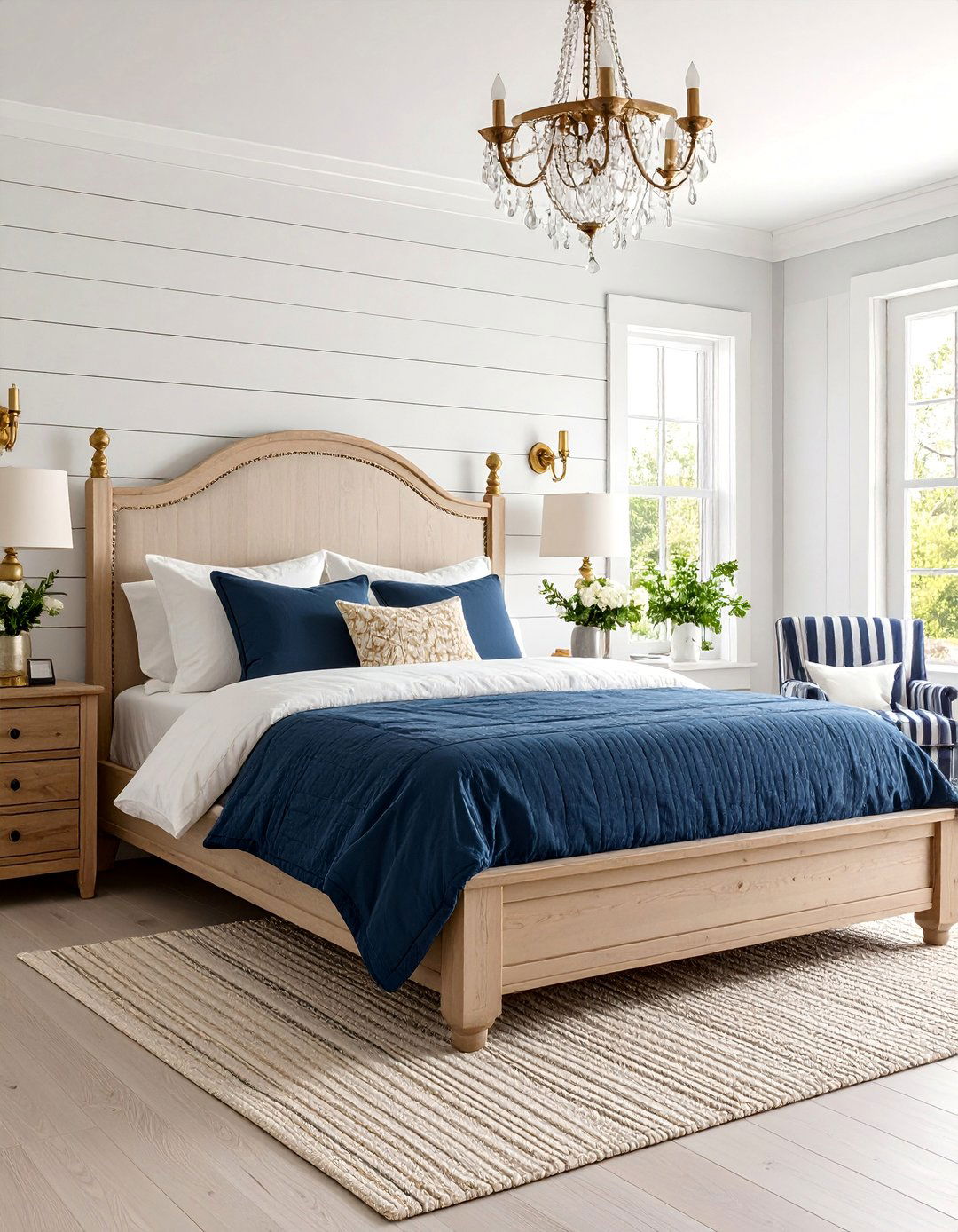 Coastal Grandmother Bedroom with Shiplap Walls - 25 Coastal Bedroom Ideas
