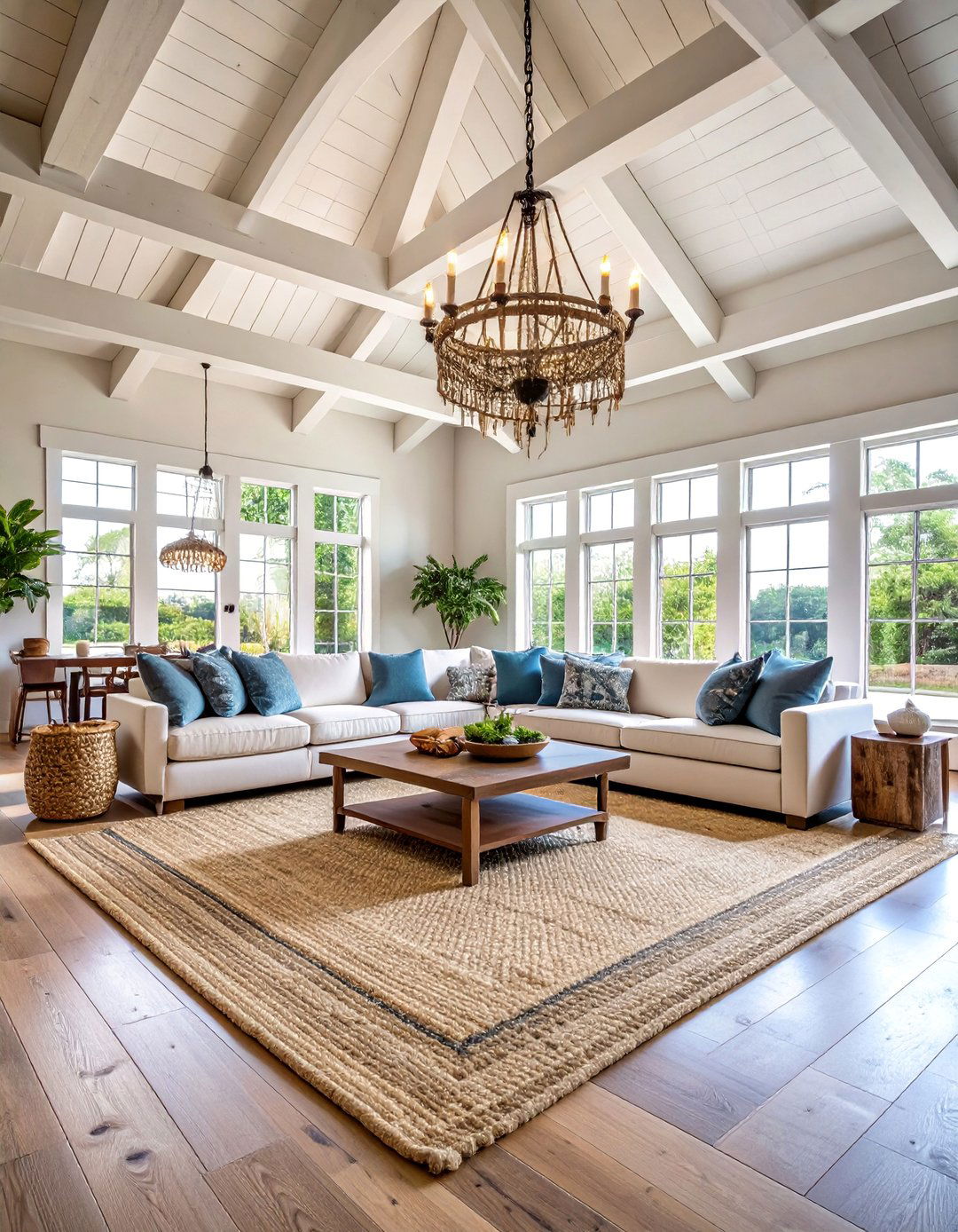 Coastal Great Room with Vaulted Ceilings - 25 Coastal Decor Ideas