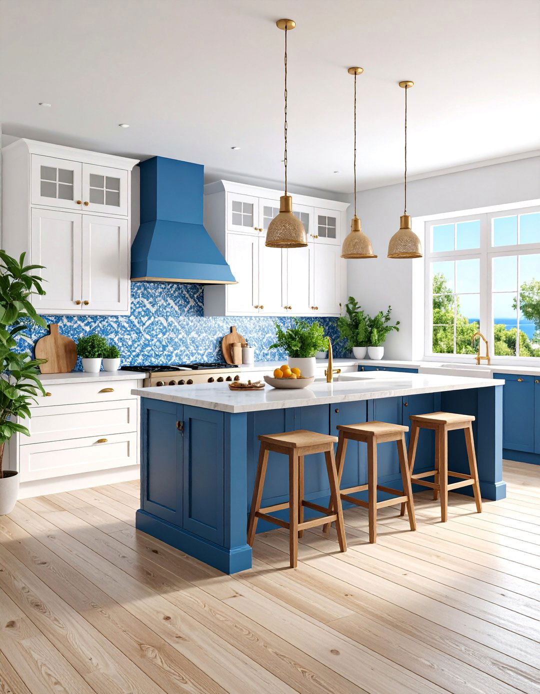 Coastal Greek Kitchen with Blue and White Palette - 25 Mediterranean Kitchen Ideas
