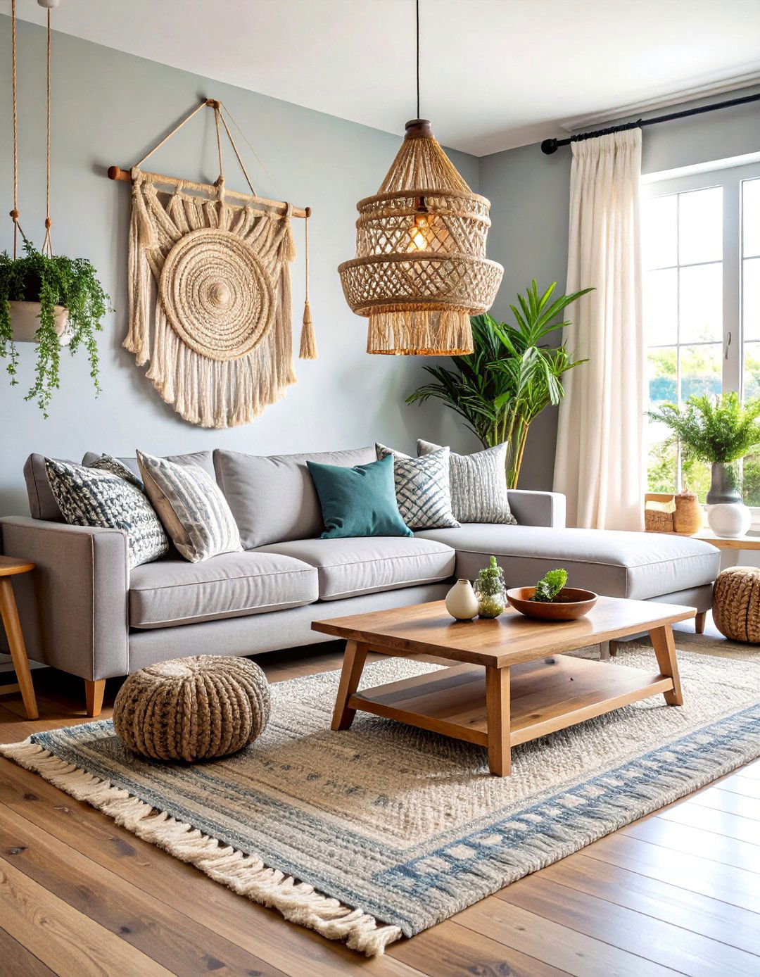 Coastal Grey Living Room with Natural Elements - 25 living room grey walls black trim