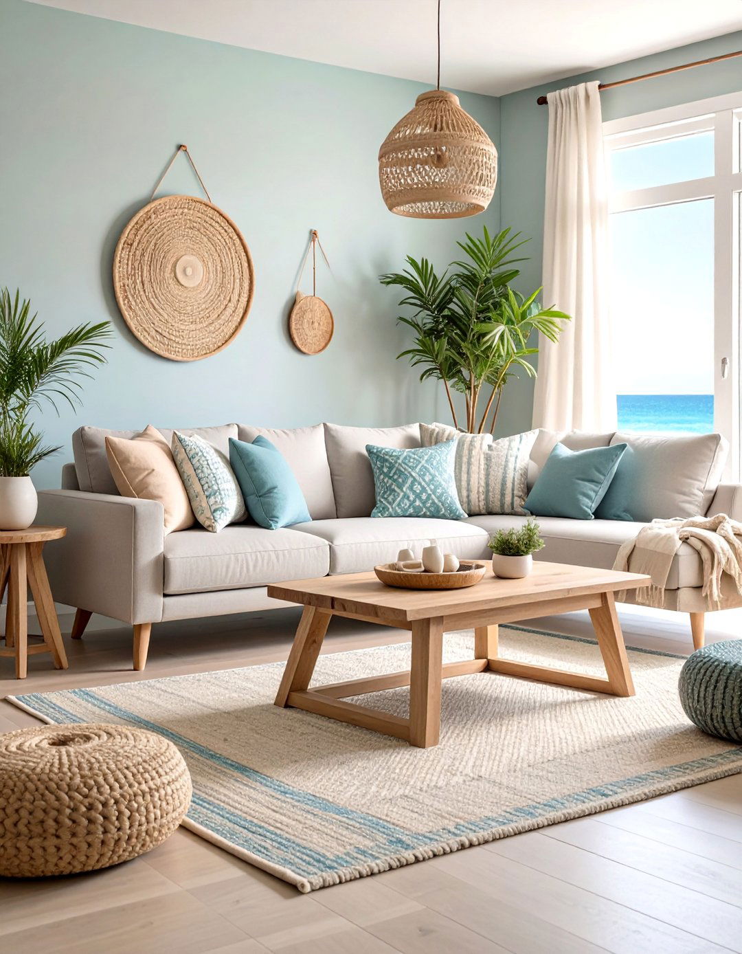 Coastal Grey Sofa Room with Nautical and Beachy Elements - 25 Grey Couch Living Room Ideas