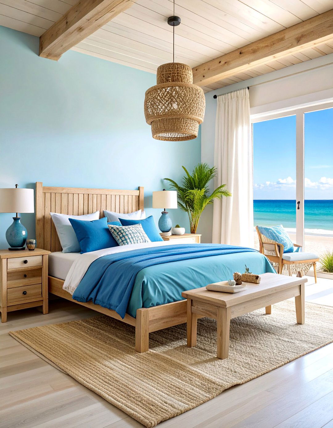 Coastal Guest Bedroom with Weathered Wood and Blue Accents - 25 Guest Bedroom Ideas