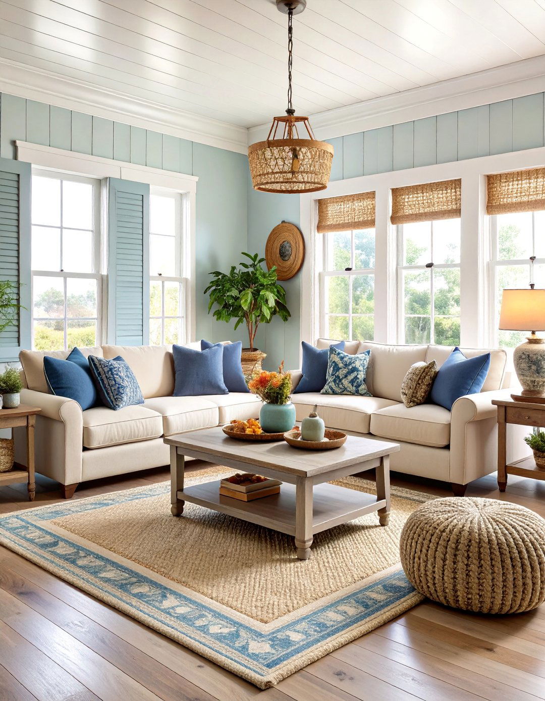 Coastal Hamptons Grey and Beige Living Room - 25 Grey and Beige Living Room Ideas