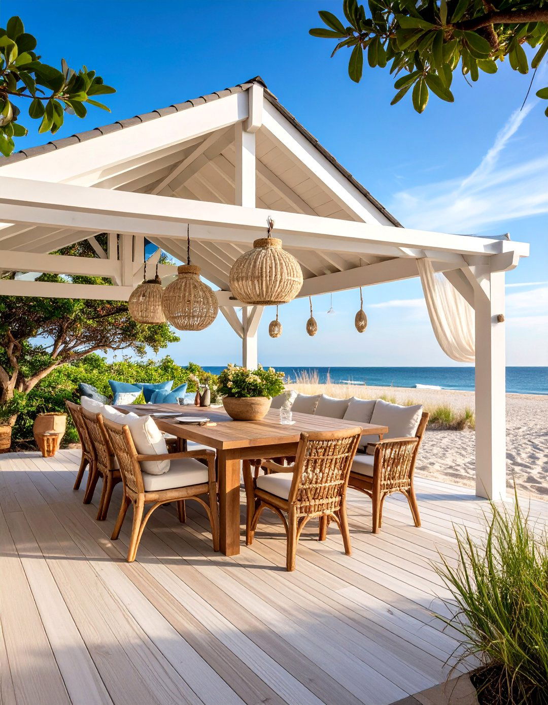 Coastal Hamptons Style Gable Patio Roof - 25 Gable Patio Roof Design Ideas