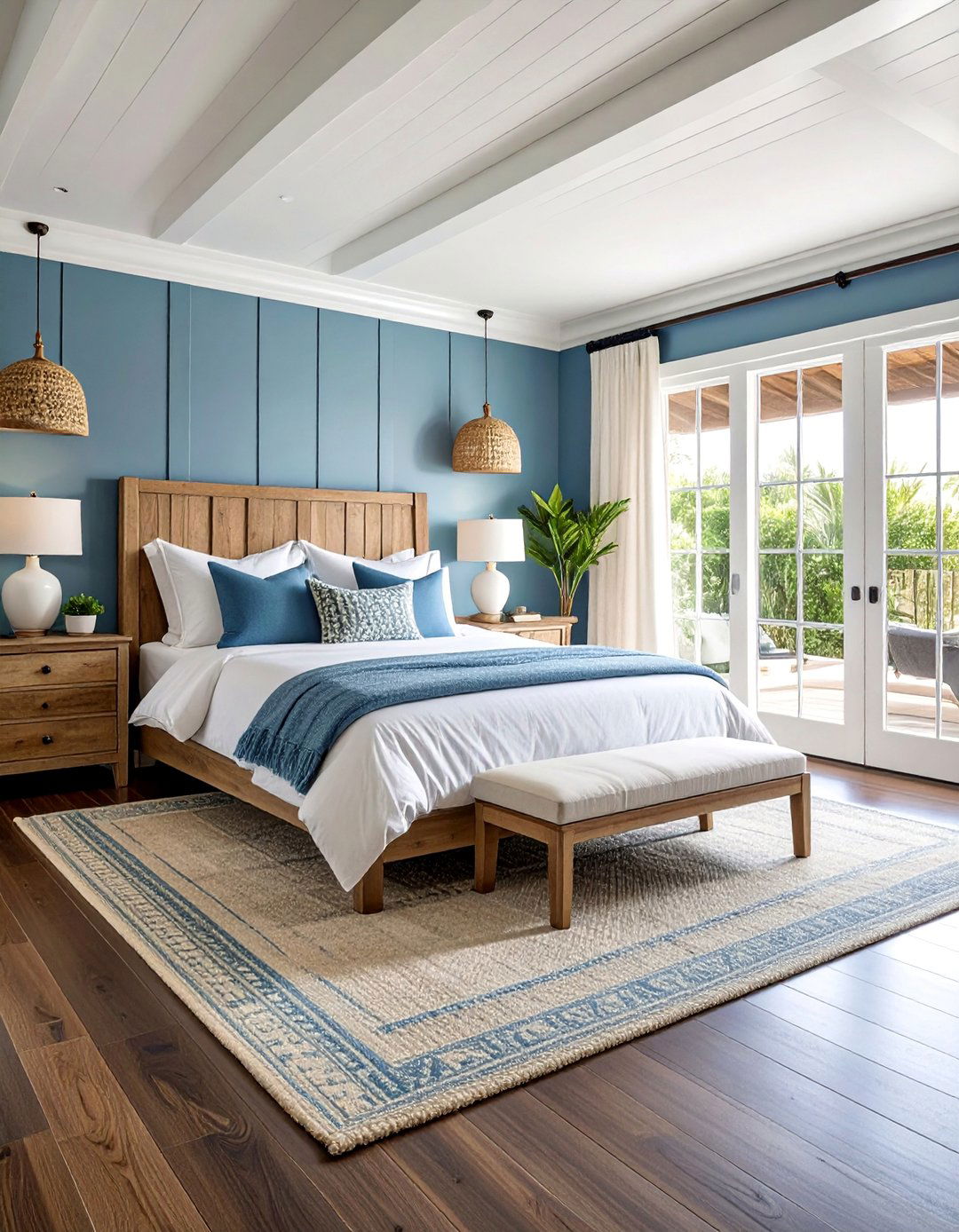 Coastal Inspired Guest Bedroom with Nautical Touches - 25 Dark Walnut Floors for Rooms