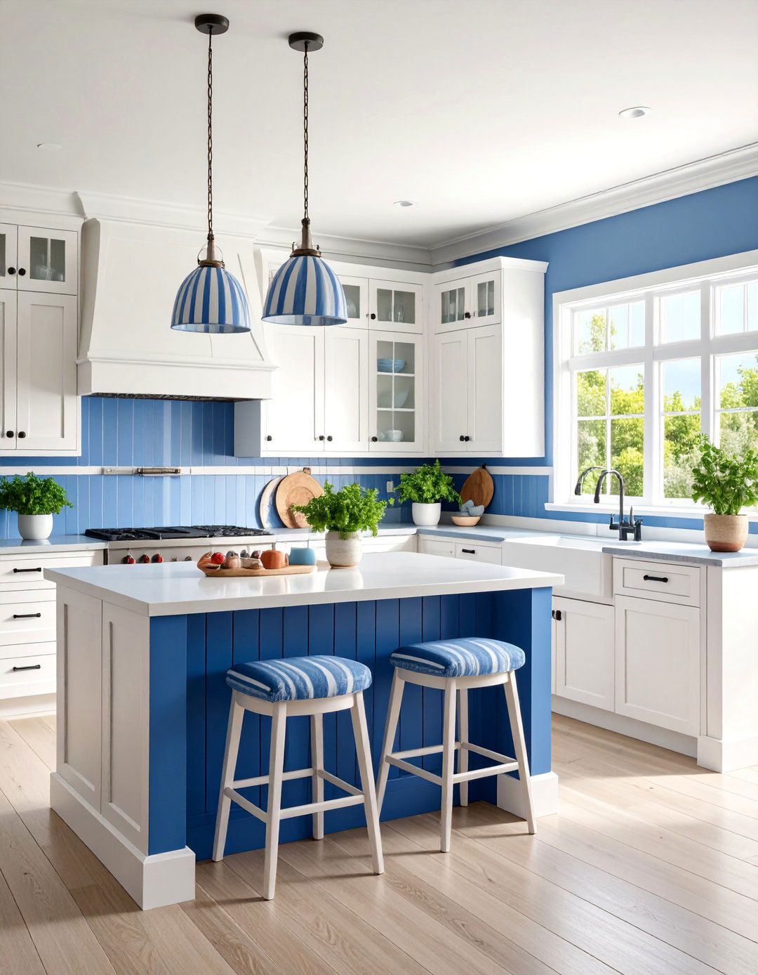 Coastal Kitchen Serenity with Nautical Stripes - 25 Kitchen Wallpaper Ideas