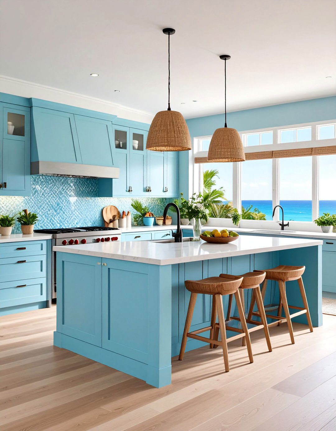 Coastal Kitchen with Light Blue Accents - 25 Kitchen Remodel Ideas