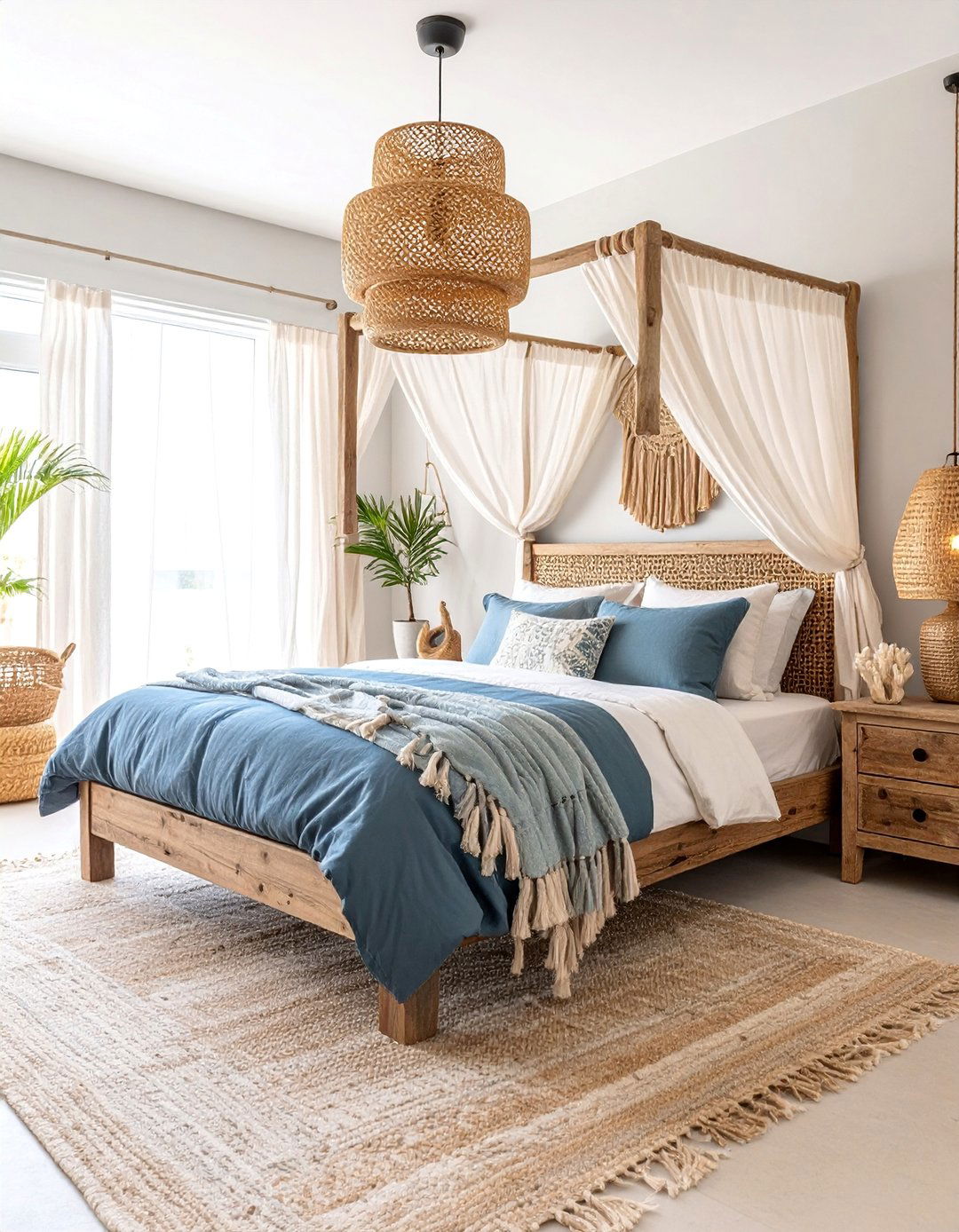 Coastal Mediterranean Bedroom with Driftwood and Natural Textures - 25 Mediterranean Bedroom Ideas