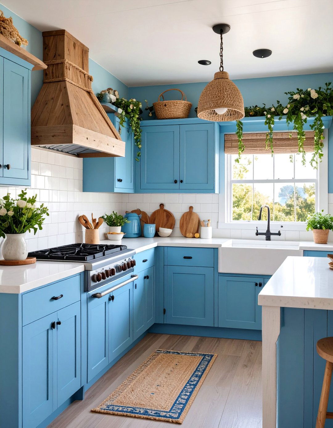 Coastal Mobile Home Kitchen with Blue Accents - 25 Mobile Home Kitchen Ideas