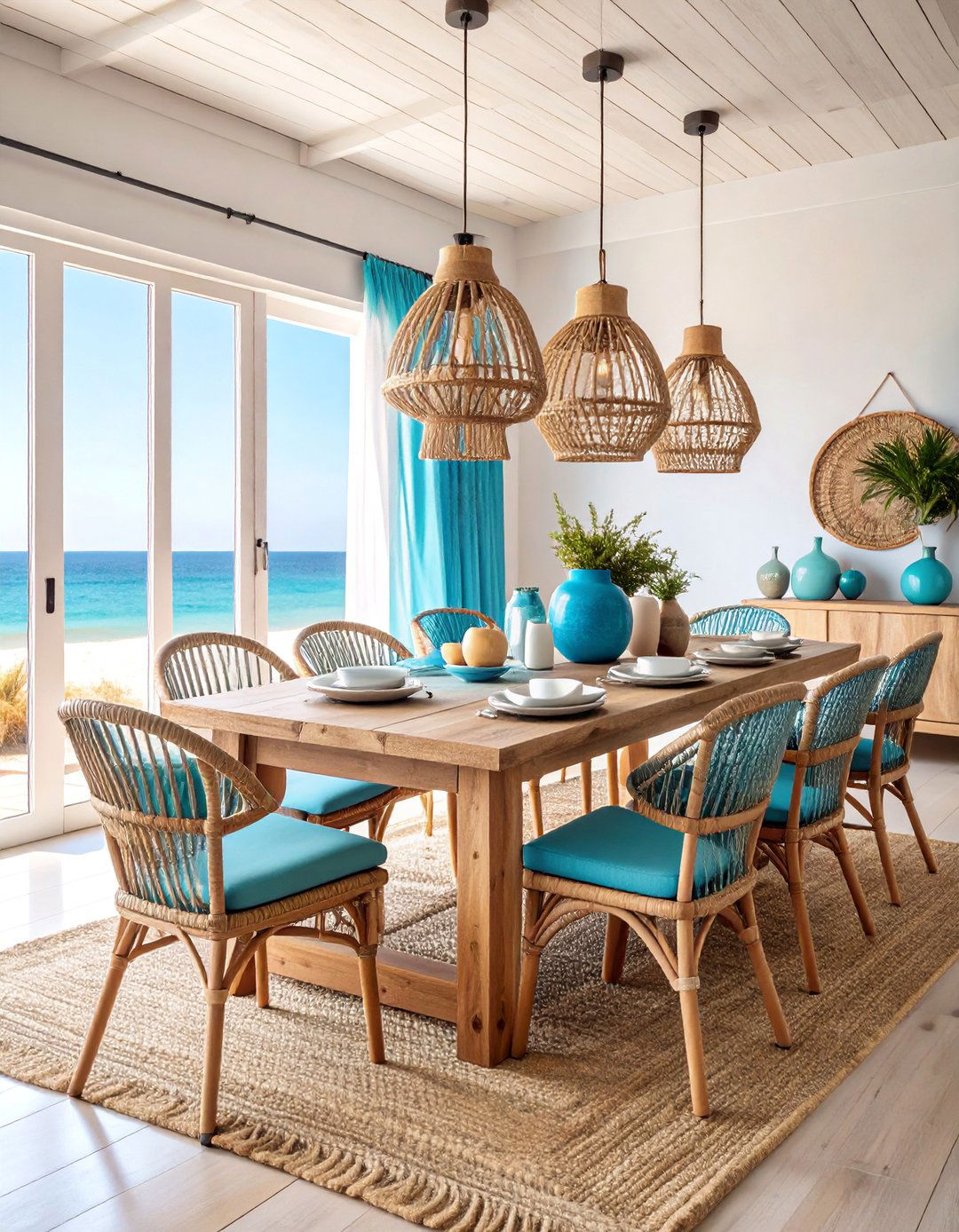 Coastal Modern Dining Room with Natural Textures - 25 Modern Dining Room Ideas