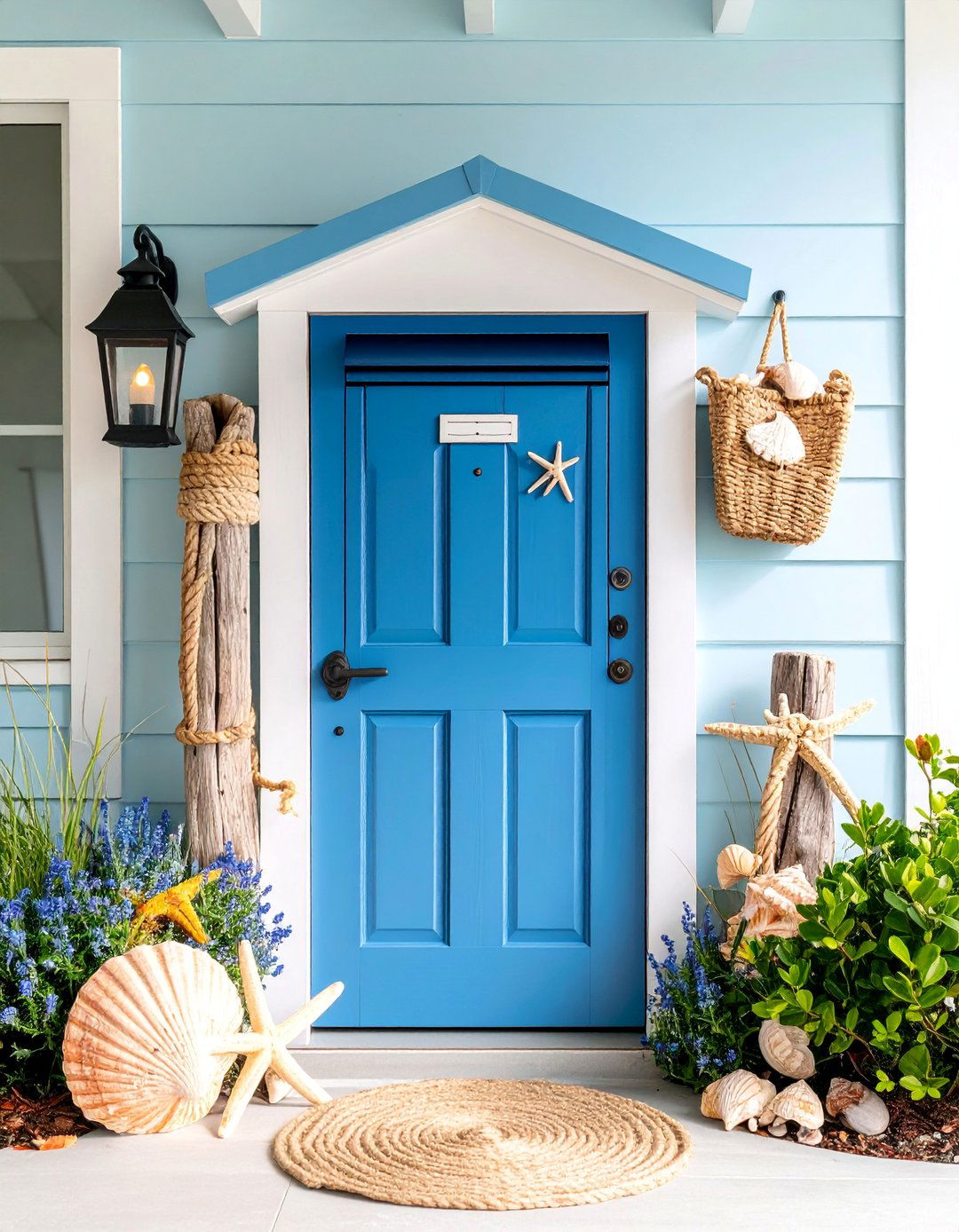 Coastal Nautical Mailbox with Driftwood Elements - 25 Mailbox Decor Ideas