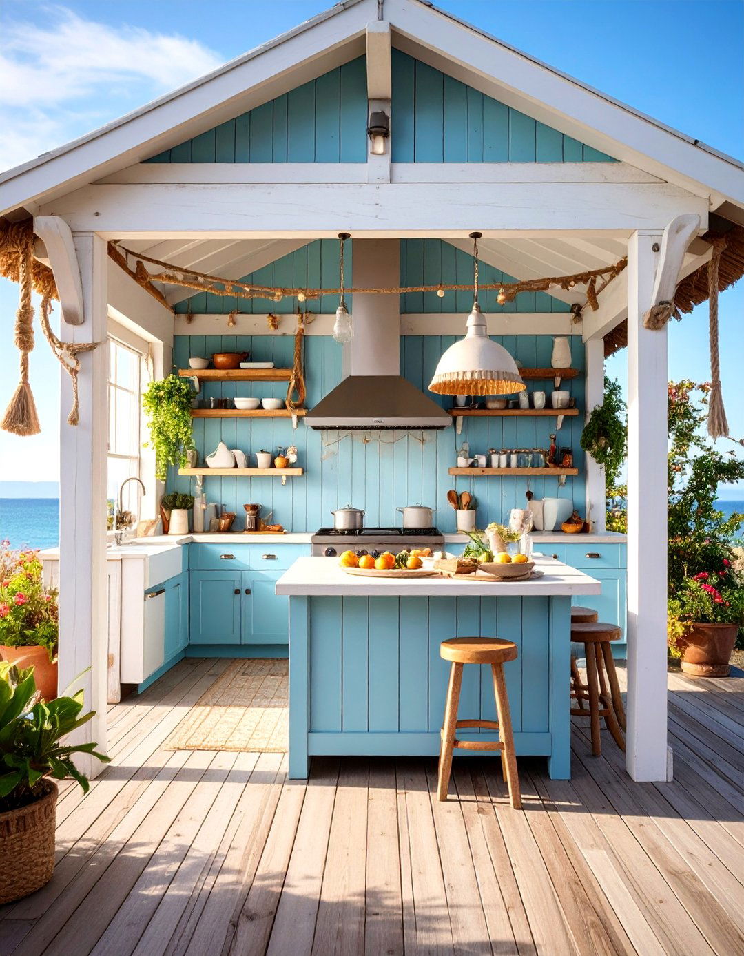 Coastal Nautical Themed Gazebo Kitchen Design - 25 Outdoor Kitchen with a Gazebo Ideas