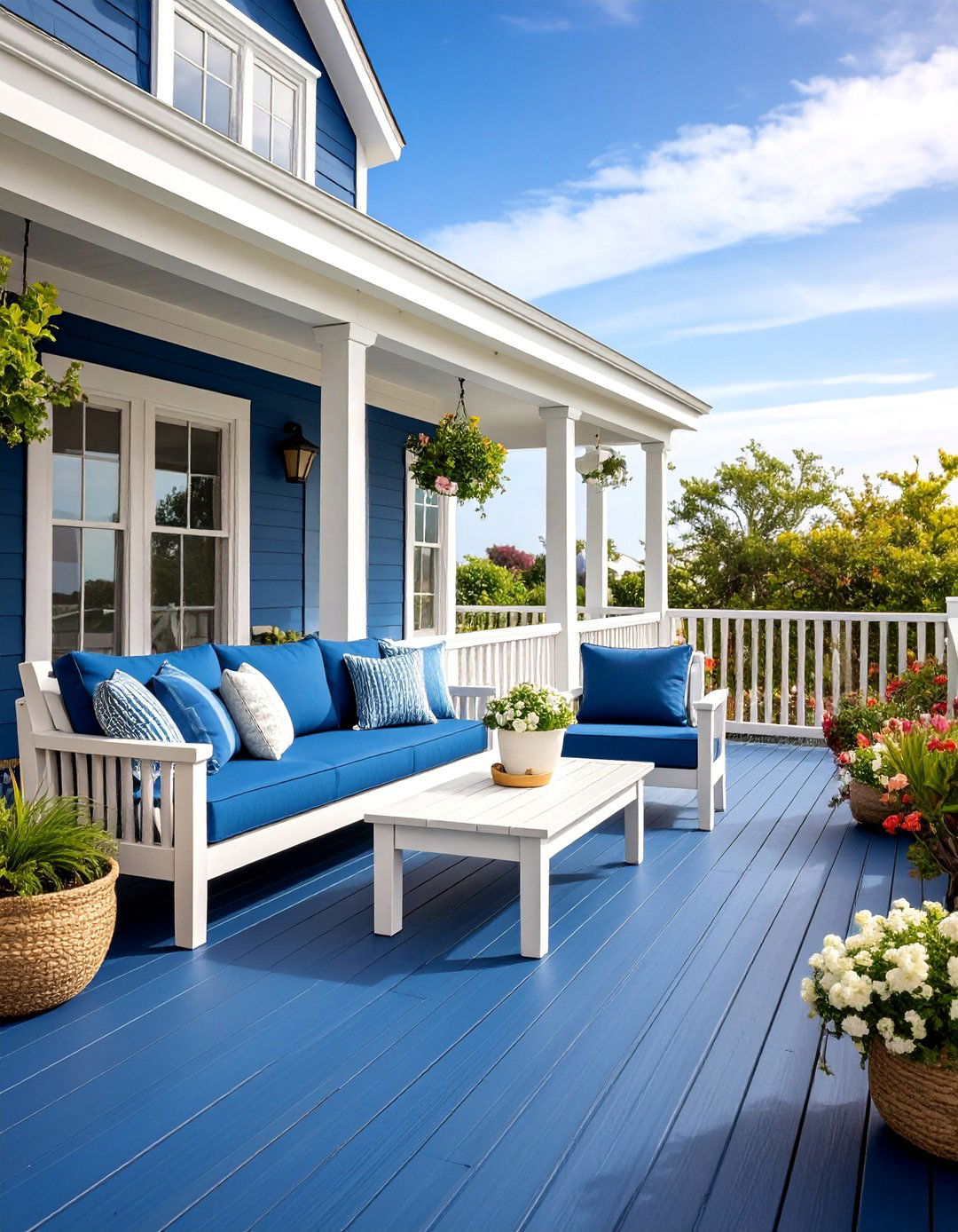 Coastal Navy Blue Deck with Nautical Elegance - 25 Deck Color Ideas