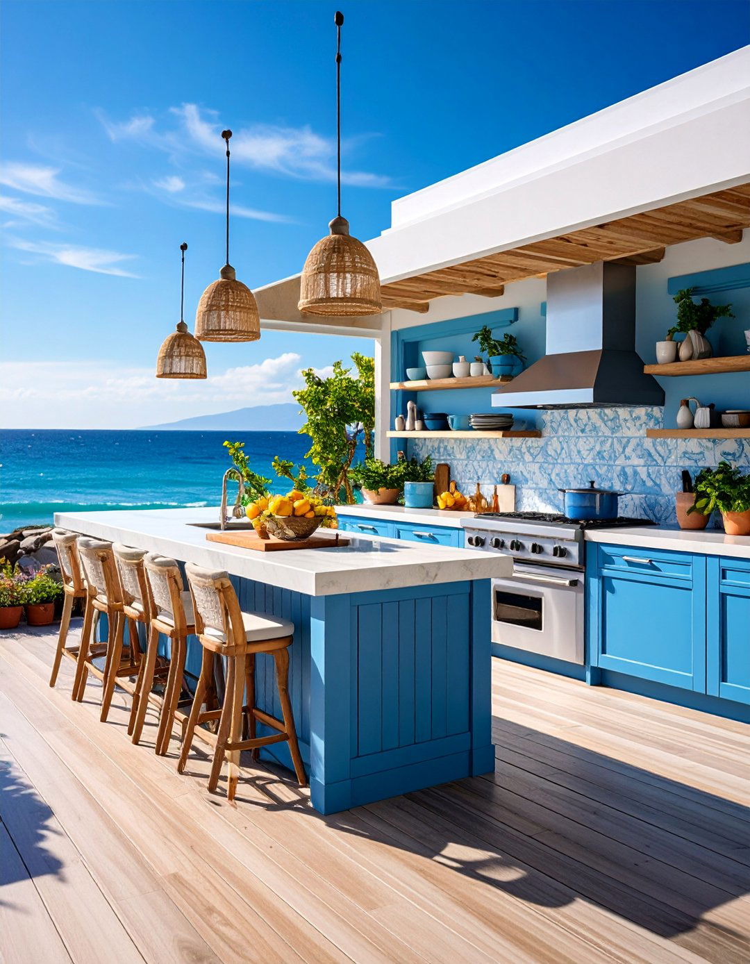 Coastal Outdoor Kitchen with Weather Resistant Marine Materials - 25 Outdoor Kitchen Designs