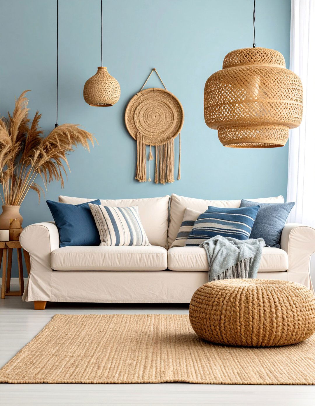 Coastal Pastel Blue and Weathered Driftwood Retreat - 25 Pastel Living Room Ideas