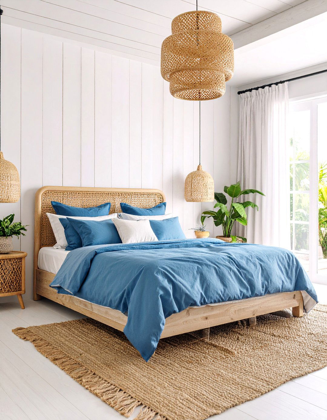 Coastal Primary Bedroom with Ocean Inspired Blues