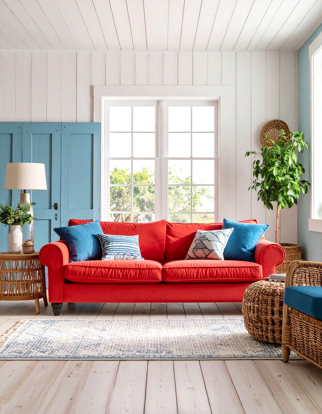 Coastal Red Couch Living Room - 25 Red Couch Living Room Ideas