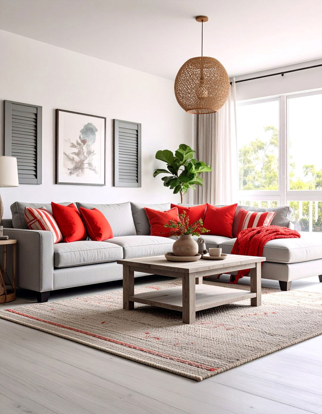 Coastal Red and Grey Living Room Design - 25 Red and Grey Living Room Ideas