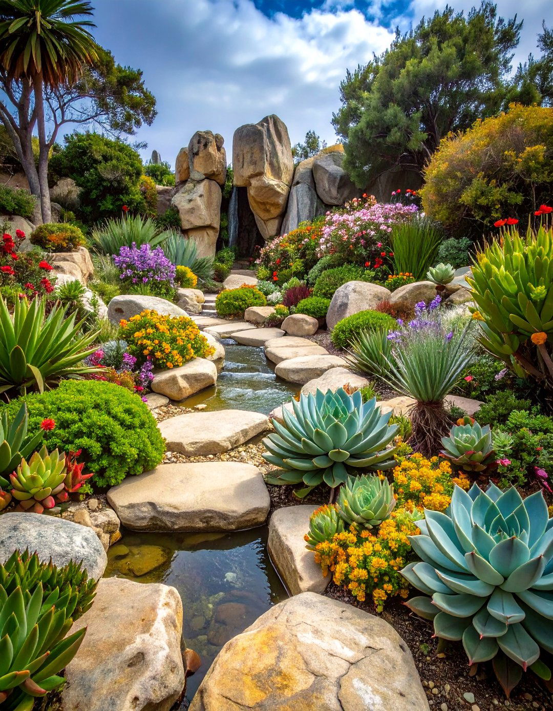 Coastal Rock Garden with Succulents and Sedums - 25 Coastal Garden Ideas