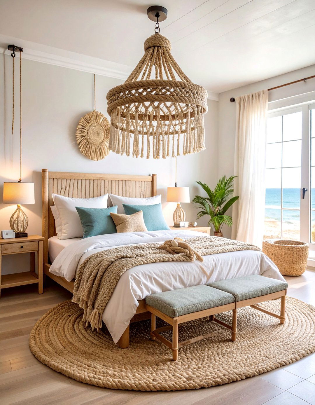 Coastal Rope and Nautical Chandelier Design - 25 Bedroom Chandelier Ideas
