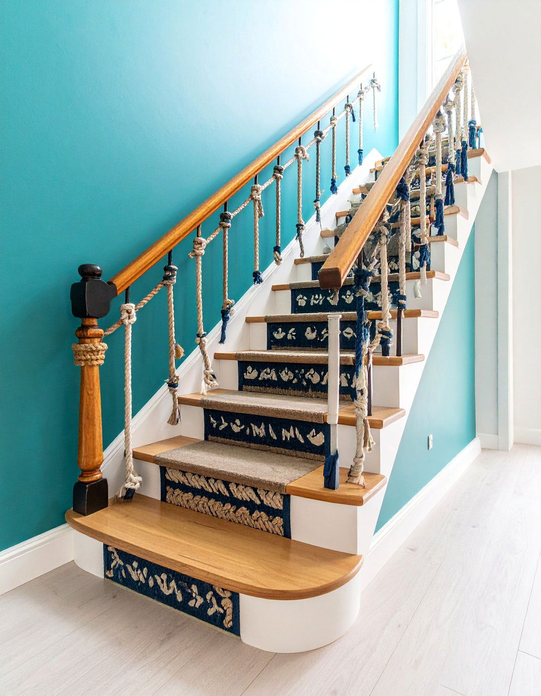 Coastal Rope and Nautical Theme - 25 Stair Riser Ideas