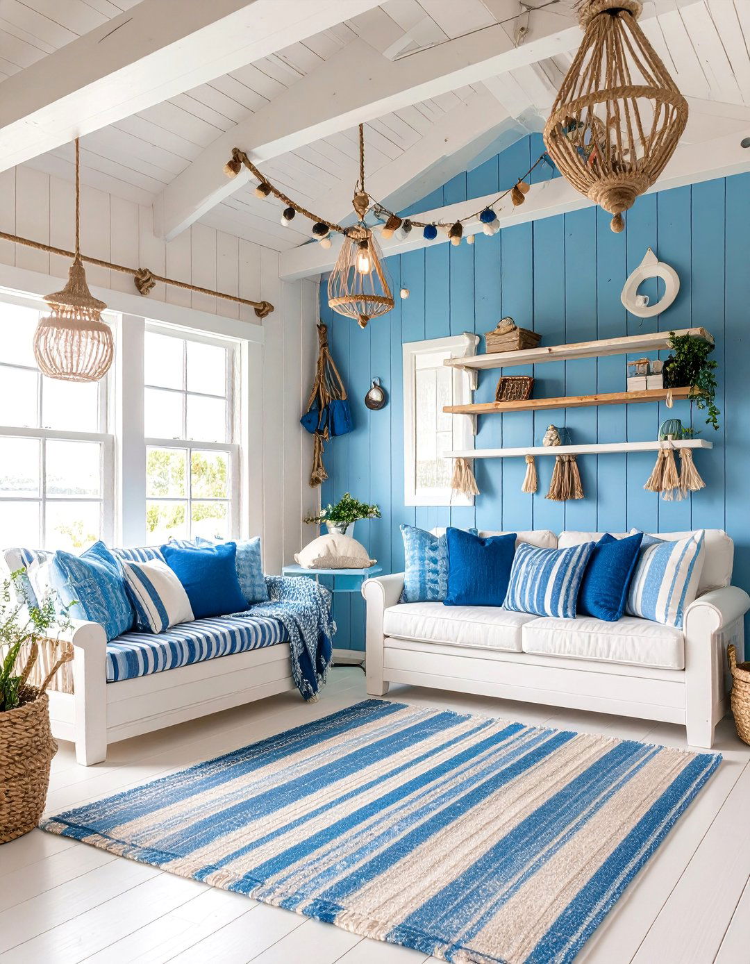 Coastal She Shed with Nautical Elements - 25 She Shed Interior Ideas