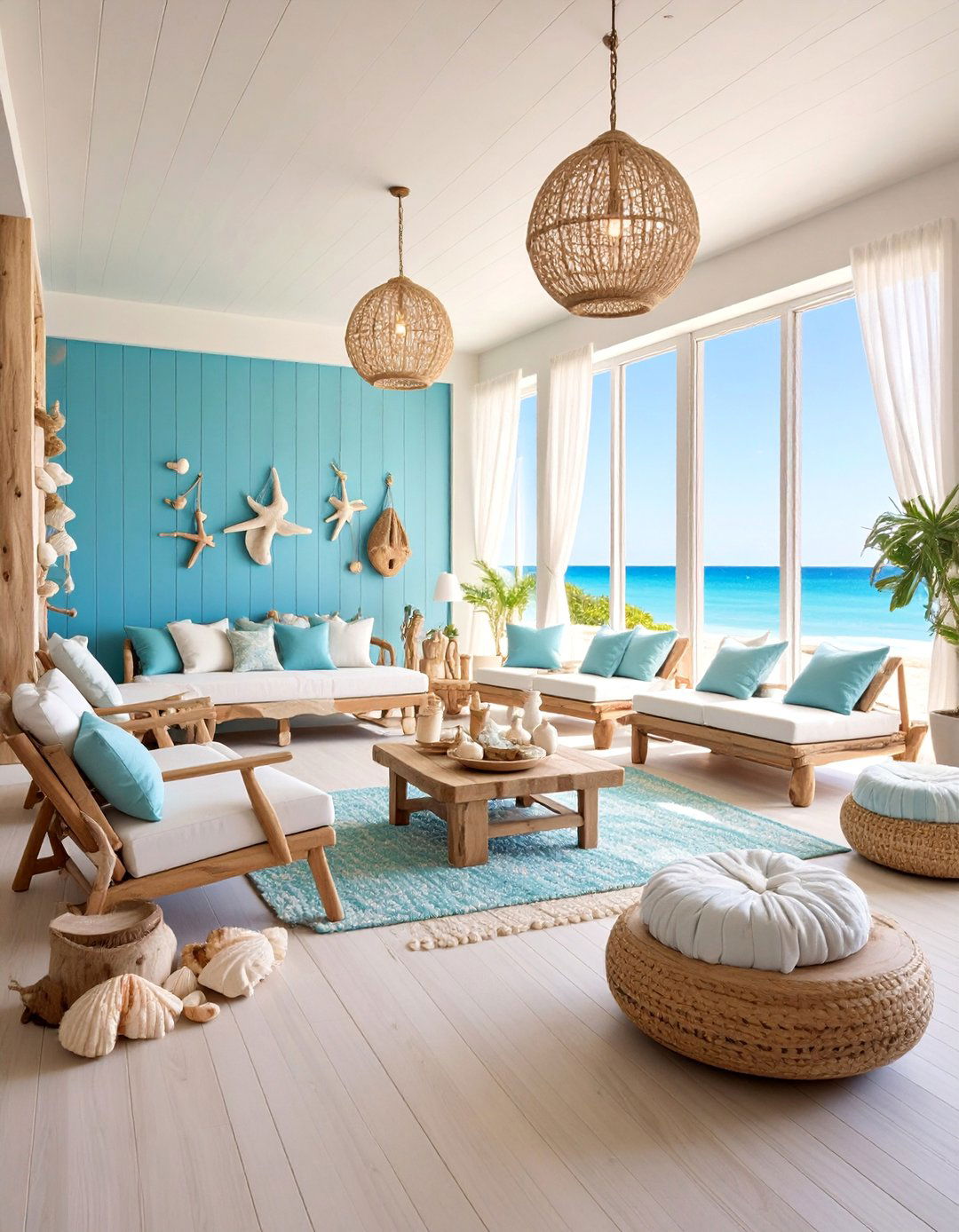 Coastal Spa Sanctuary with Driftwood and Sea Glass - 25 Spa Decor Ideas