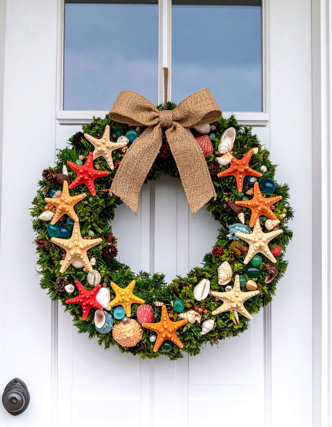Coastal Starfish and Seashell Wreath Design - 25 Summer Front Door Decor Ideas
