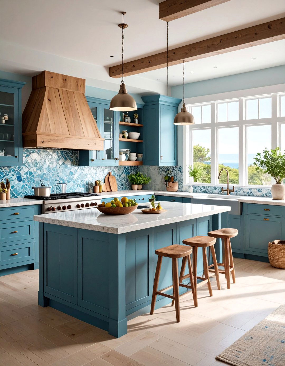 Coastal Style Soapstone with Weathered Wood and Sea Glass Accents - 25 Soapstone Kitchen Countertops
