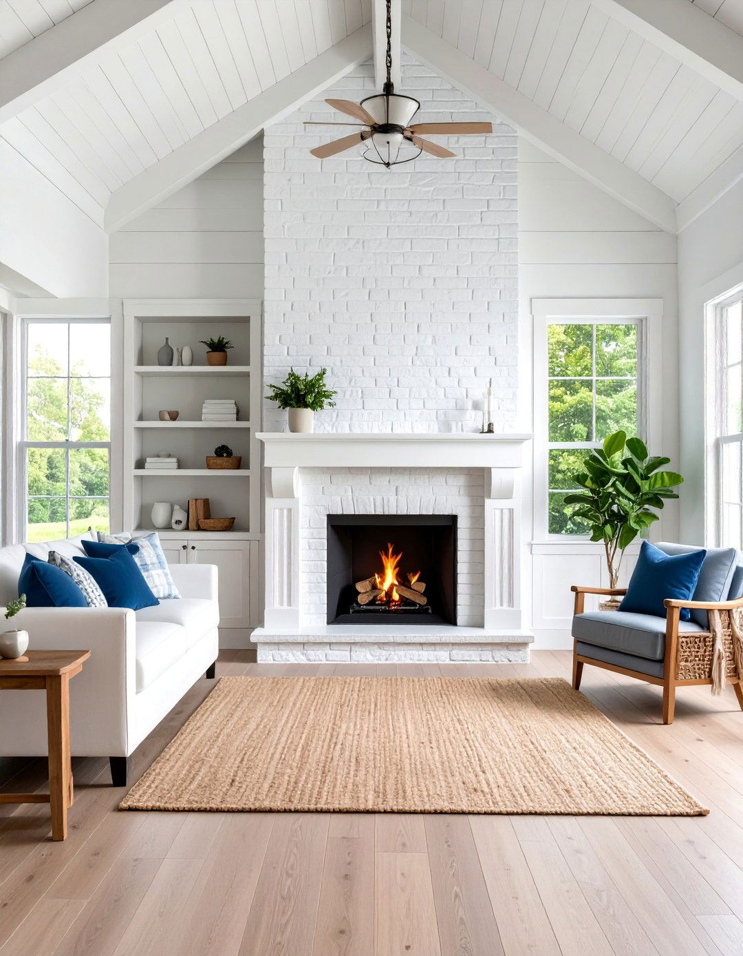 Coastal Style with Light Wood and White Finishes - 25 Rooms With Fireplaces With Vaulted Ceilings Features